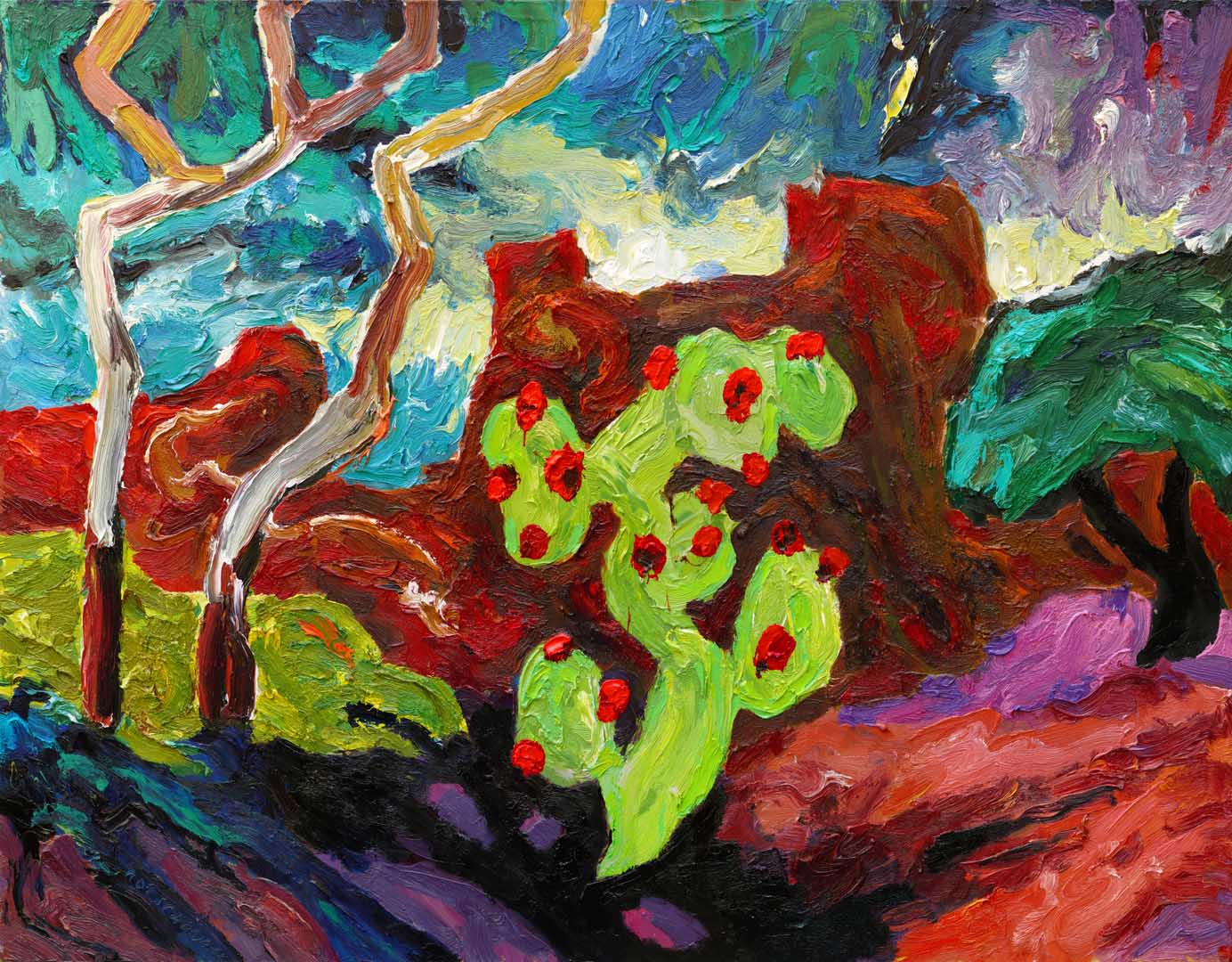 Gemälde: Landschaft mit Kaktus - Ölgemälde von TM Rotschönberg