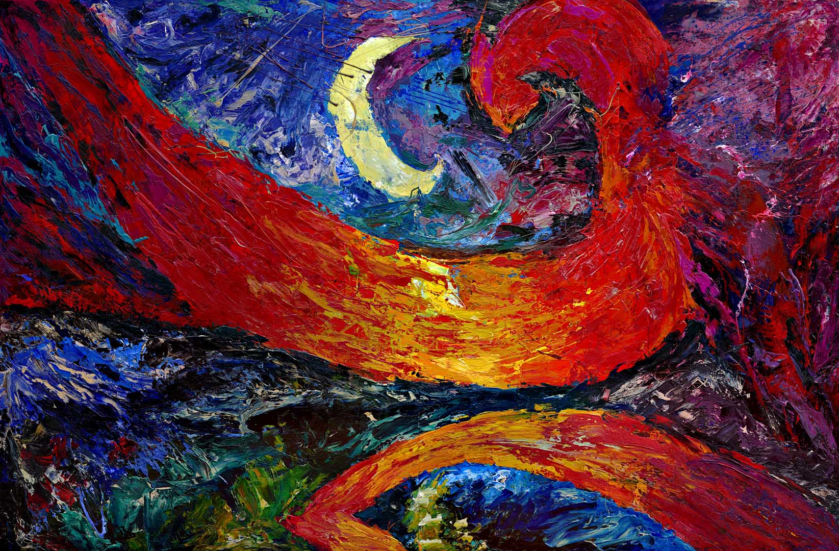 Gemälde: Mond und Sturm III - Ölgemälde von TM Rotschönberg