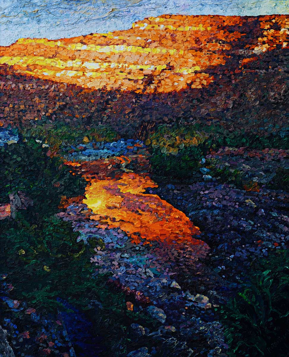 Gemälde: Sonnenuntergang bei Amouguer - Ölgemälde von TM Rotschönberg